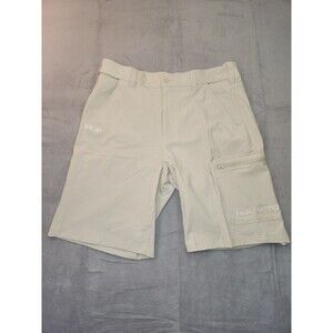 Huk Performance Fishing Shorts Men's Size L Beige Cargo Vented Stretch Quick Dry